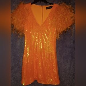 Fashion Nova Luxe Collection cocktail dress, size: M, Orange